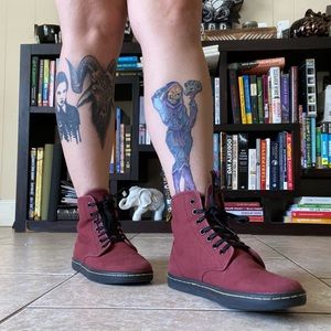 Dr. Martens Burgundy Canvas Boot